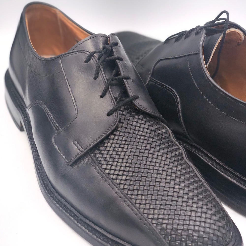 Allen Edmonds Mens Hillside Bluchers Dress Shoes Black Leather Woven 11.B TVG